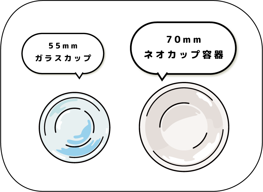 55mmガラスカップ 70mmネオカップ容器