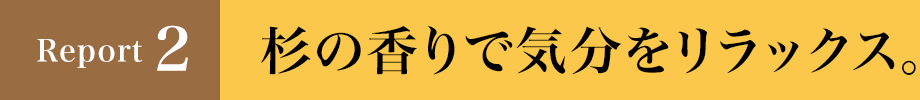 Report2 杉の香りで気分をリラックス。