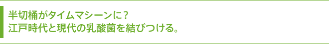 半切桶がタイムマシーンに？江戸時代と現代の乳酸菌を結びつける。